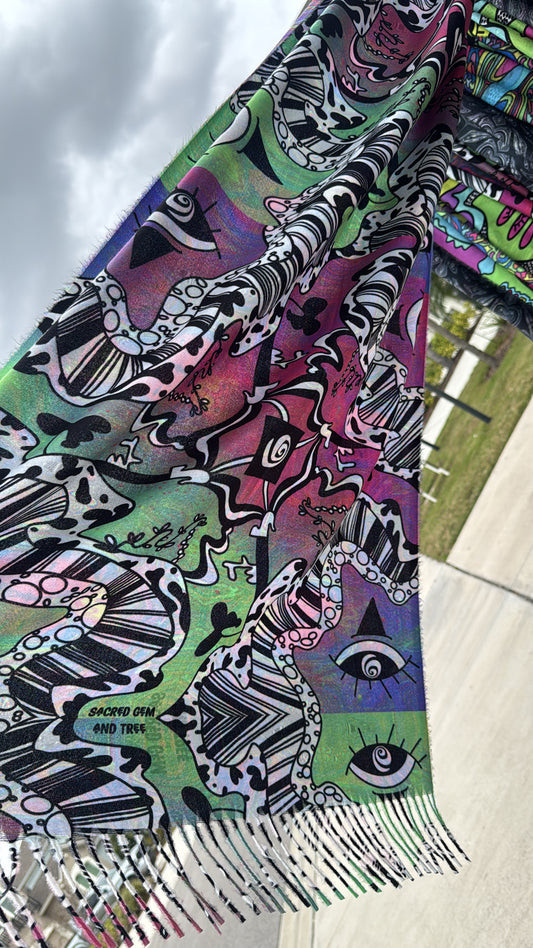 Okee Portal Splice/Butterfly Lucy Reversible Pashmina