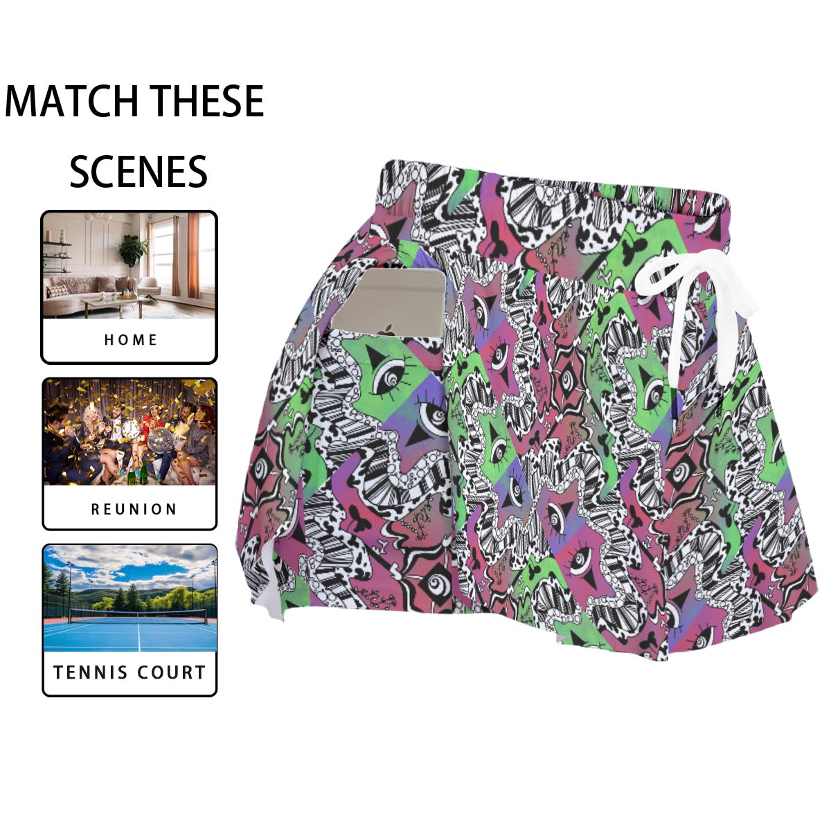 OKEE Portal Splice Skort w. Pockets