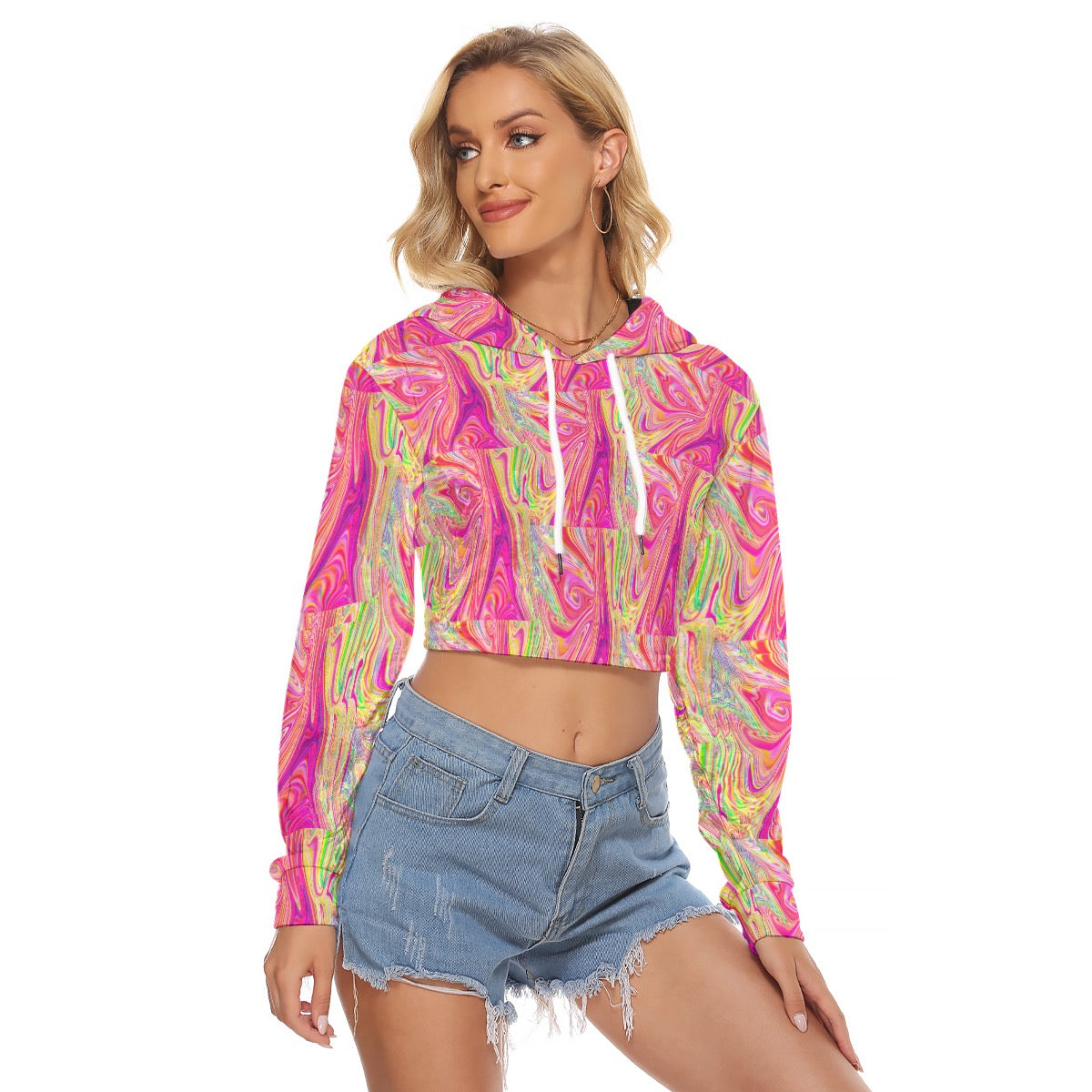 Magnolia Splice Velvet Crop Hoodie