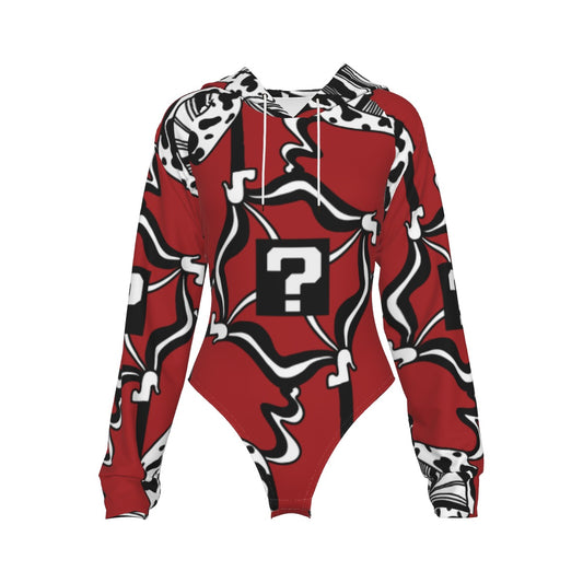 Red Wine TipDrip Hooded Bodysuit w Sleeves