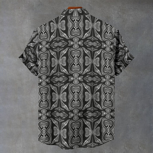 All-Over Print Men's Stand Collar Shirt|115GSM Cotton poplin