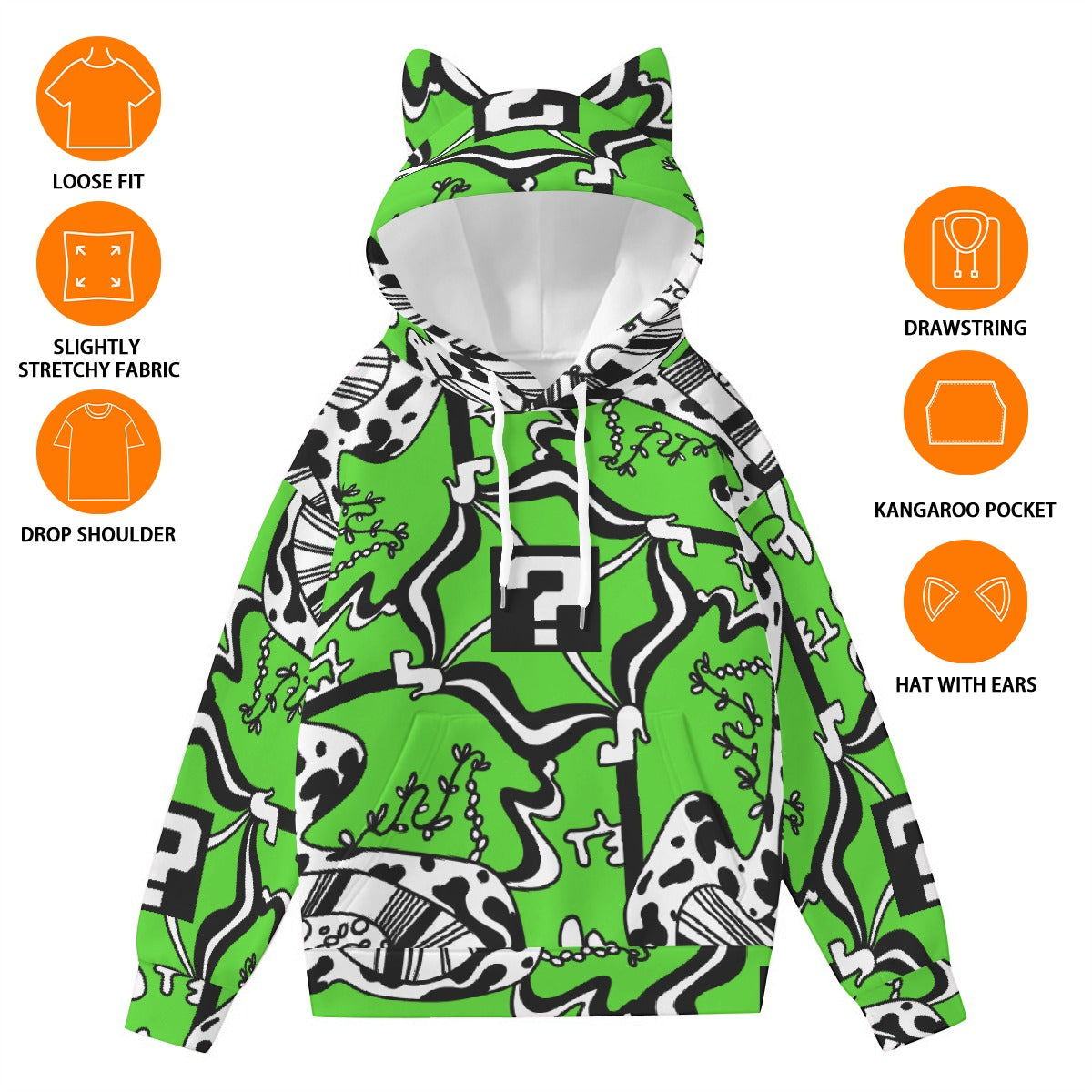 Green TripDrip Hoodie w Cat Ears