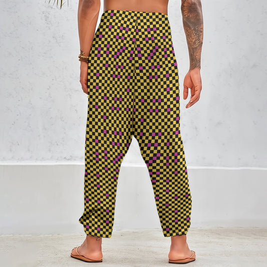 Marigold CheckeredHarem Pants|245GSM Cotton