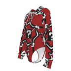 Red Wine TipDrip Hooded Bodysuit w Sleeves