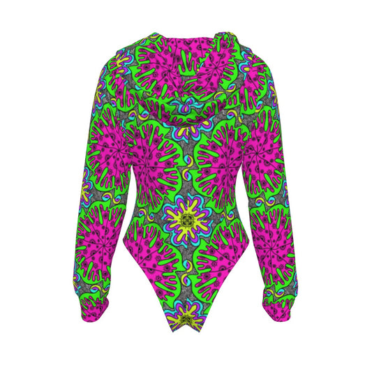 WATERMELTIN hooded bodysuit w sleeves