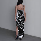 Monoswirl.v1 Long Slit Dress