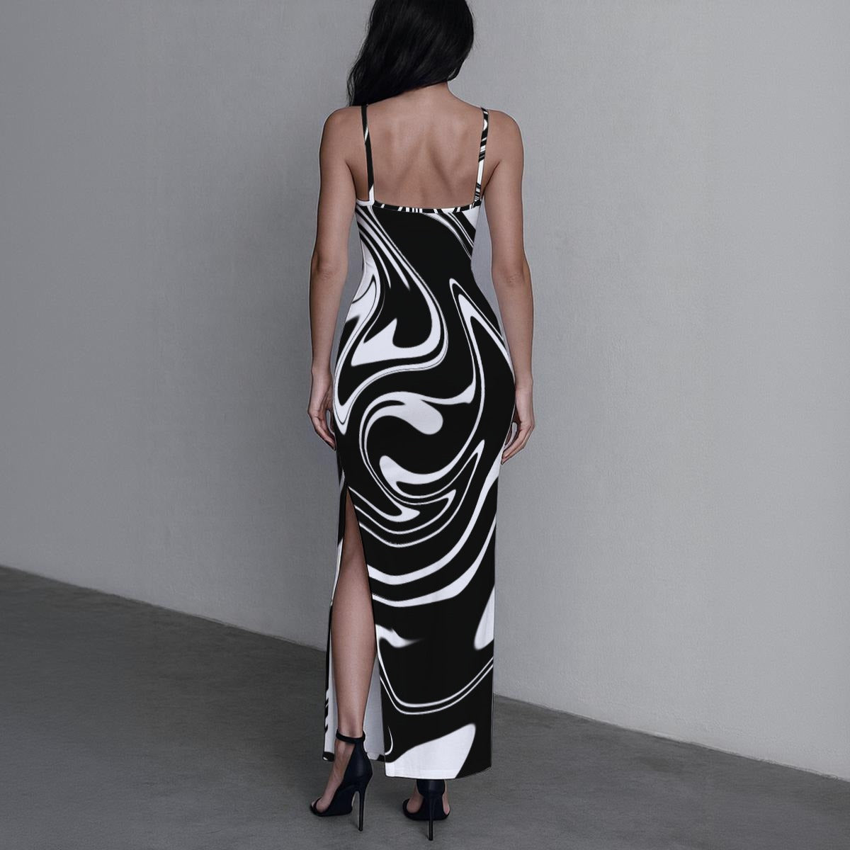 Monoswirl.v1 Long Slit Dress