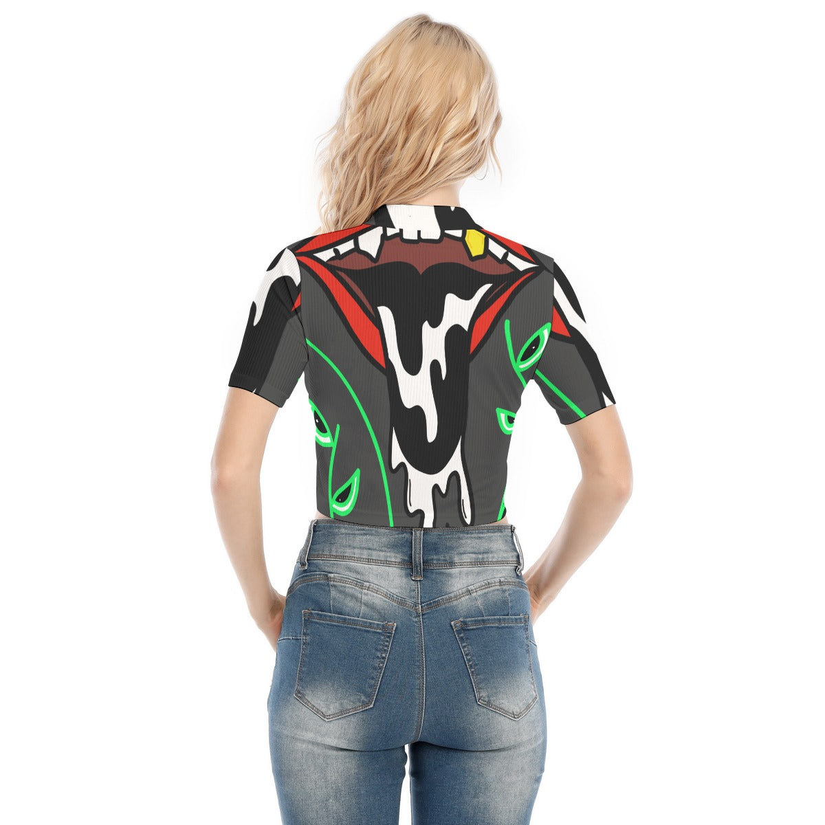 Swalloween Double Zip Crop Top