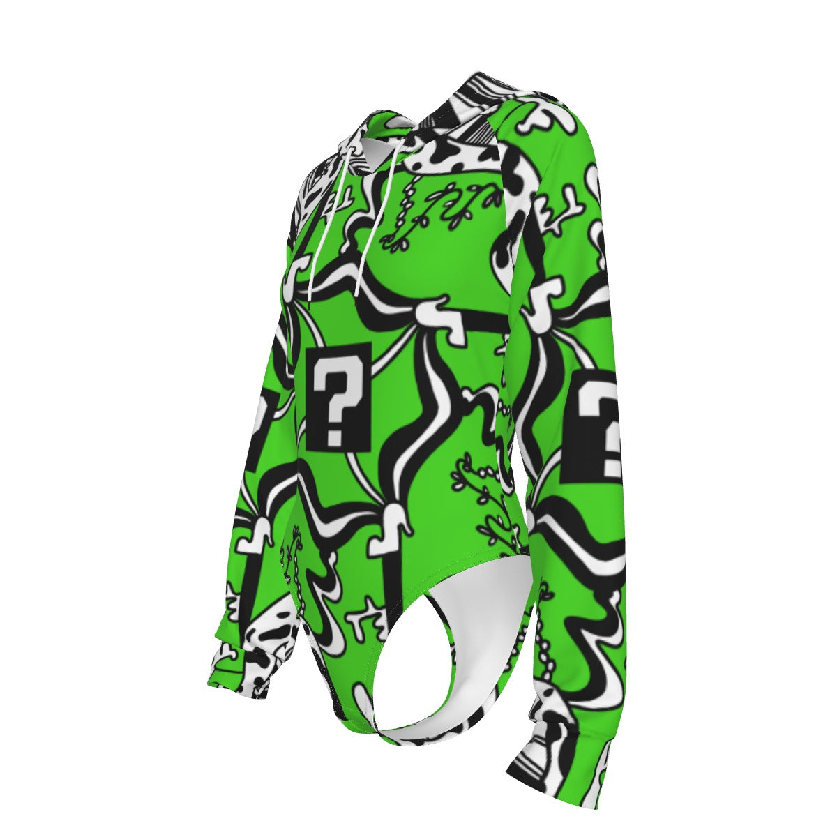 Green Tip Drip Hooded Bodysuit w Sleeves