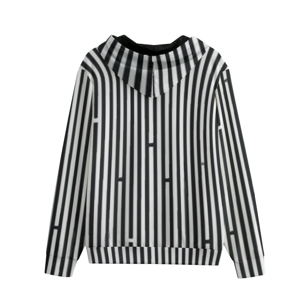 B/W Striped Cotton Zipper Hoodie