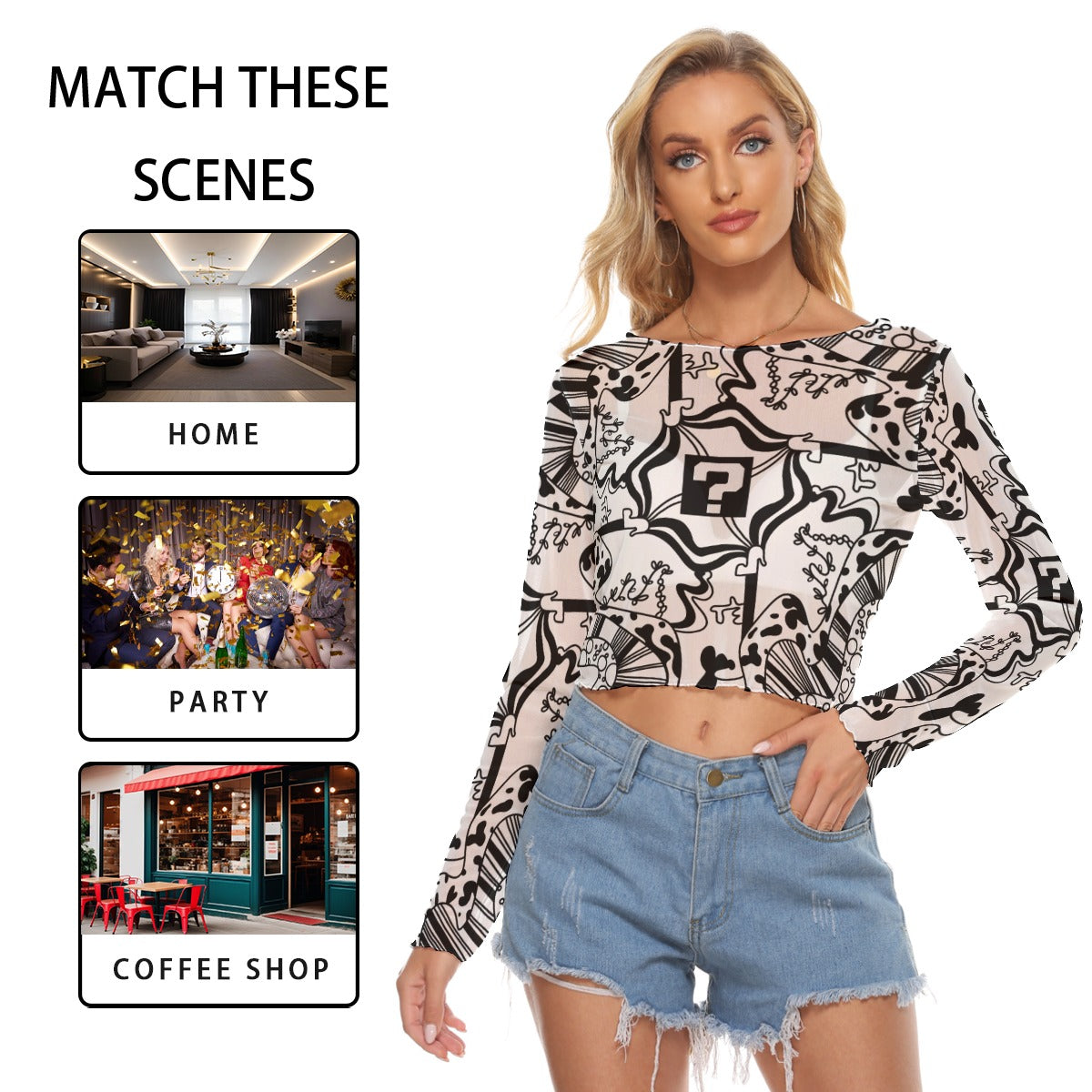 TipDrip White Mesh  Crop Tee