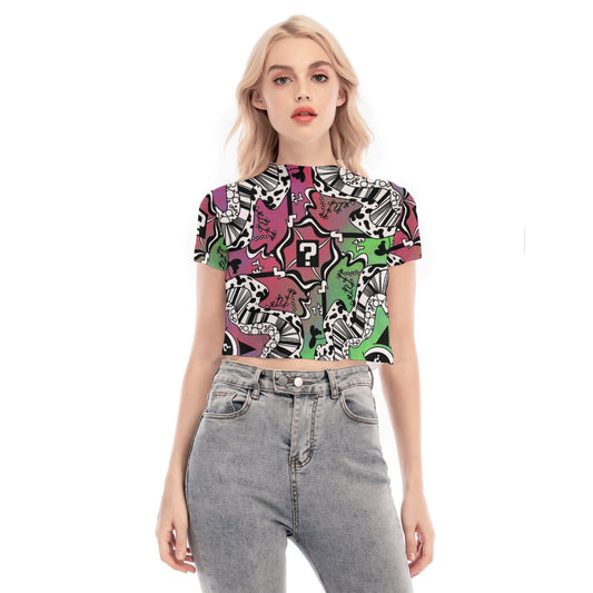 Watermelon Tipmouline Mesh Crop Top