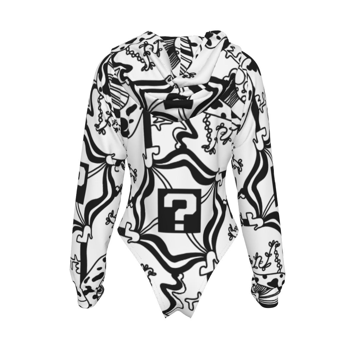 White TipDrip Hooded Bodysuit w Sleeves