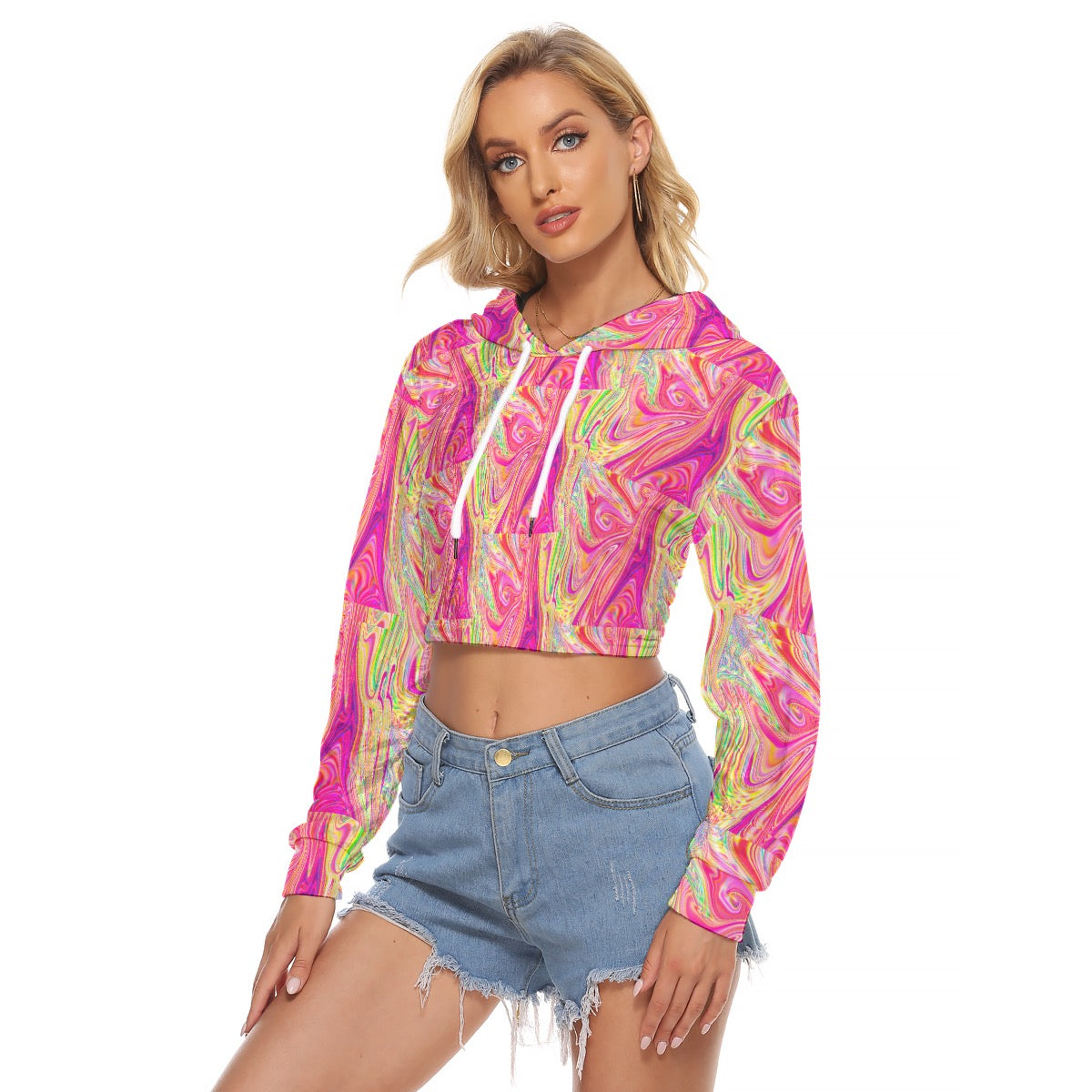 Magnolia Splice Velvet Crop Hoodie