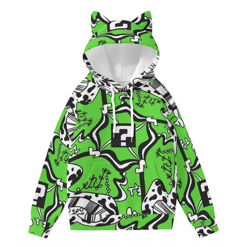 Green TripDrip Hoodie w Cat Ears