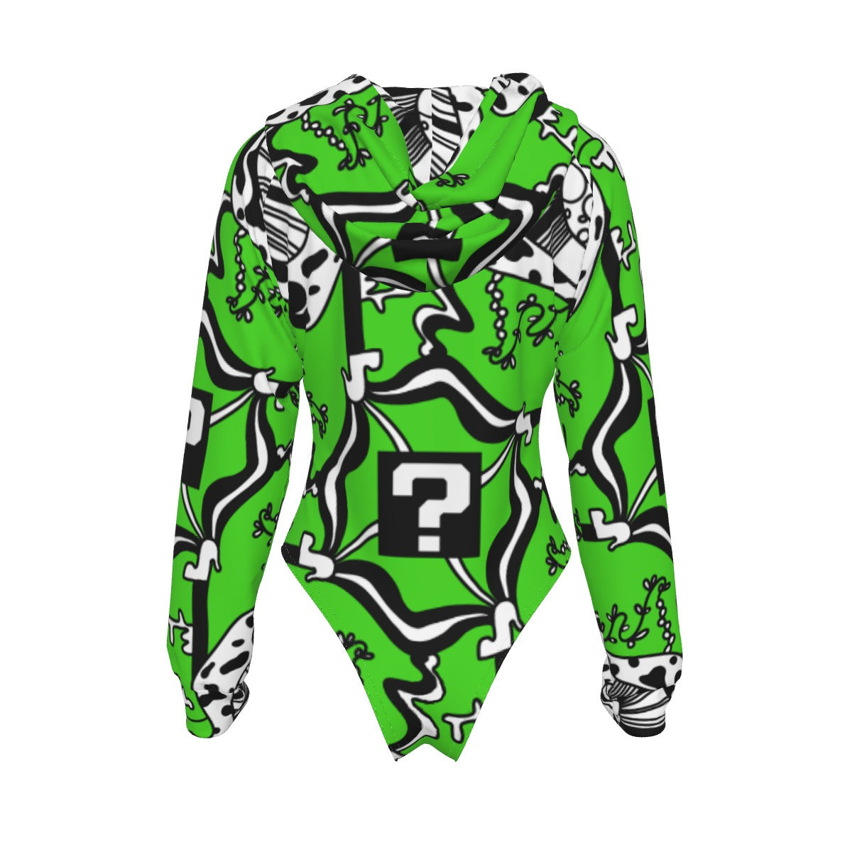 Green Tip Drip Hooded Bodysuit w Sleeves