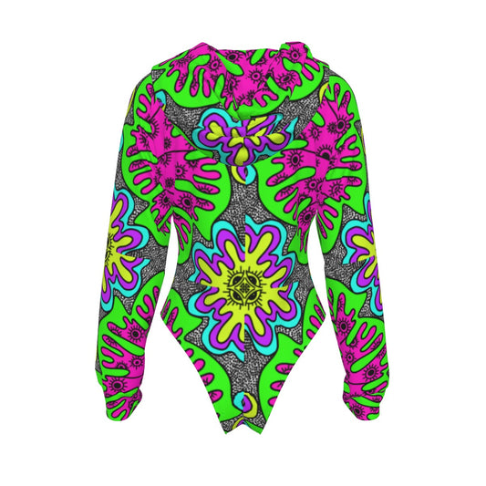 WATERMELTIN Splat Hooded Bodysuit w Sleeves