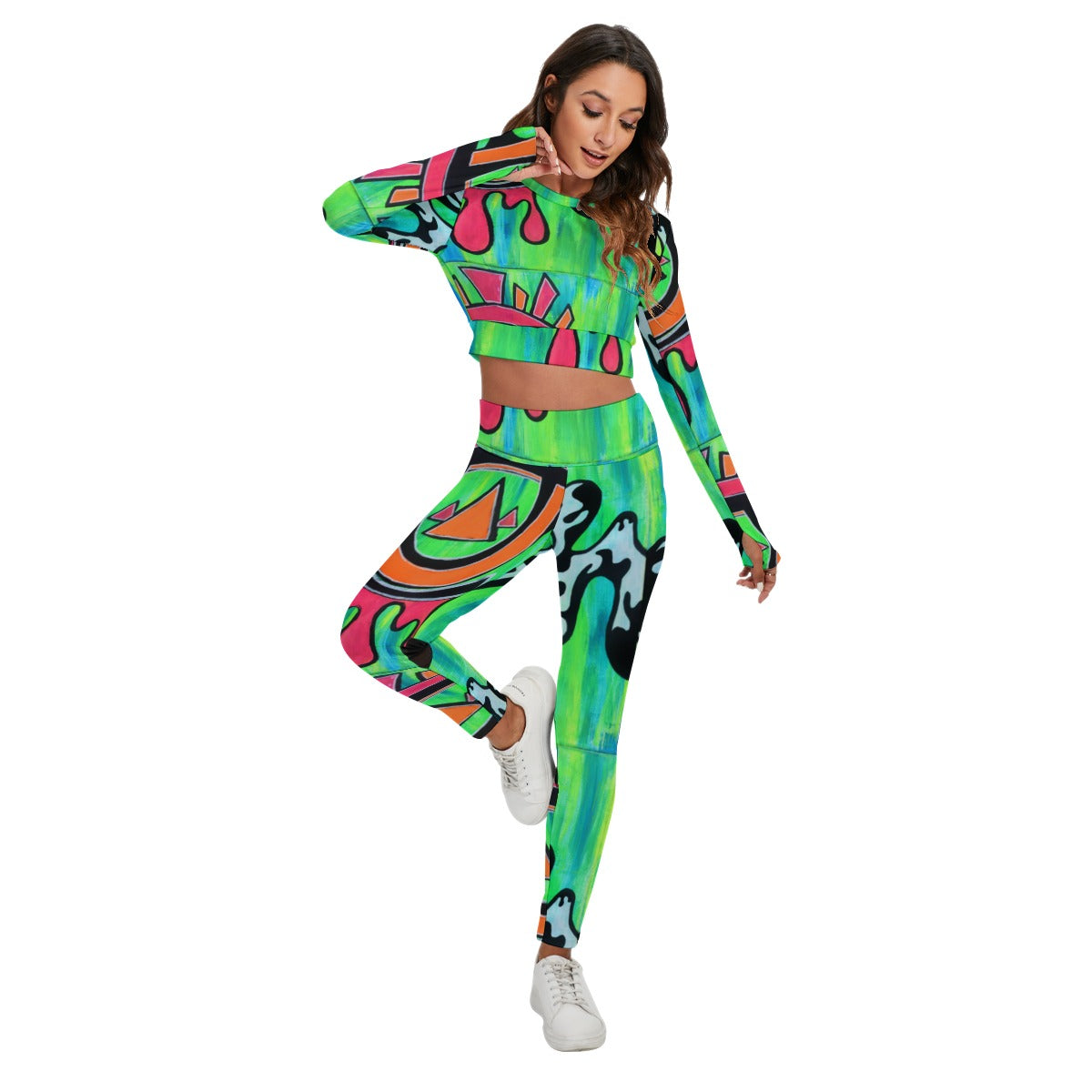 Neon Wvkvvn Set With Backless Top And Leggings