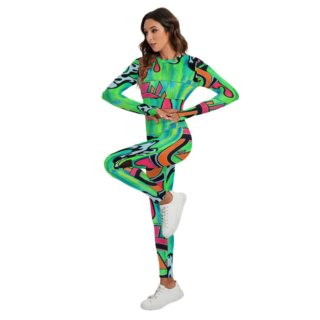 Neon Wvkvvn Set With Backless Top And Leggings