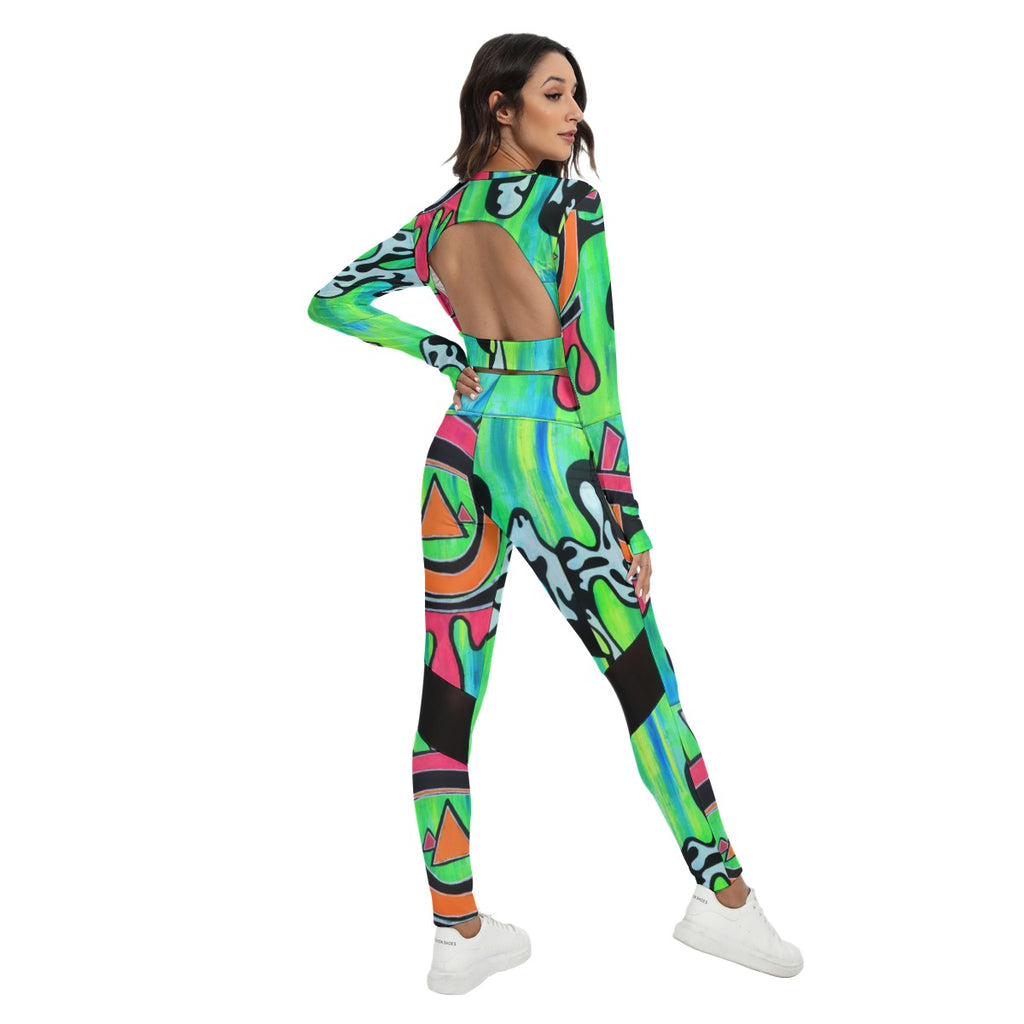 Neon Wvkvvn Set With Backless Top And Leggings