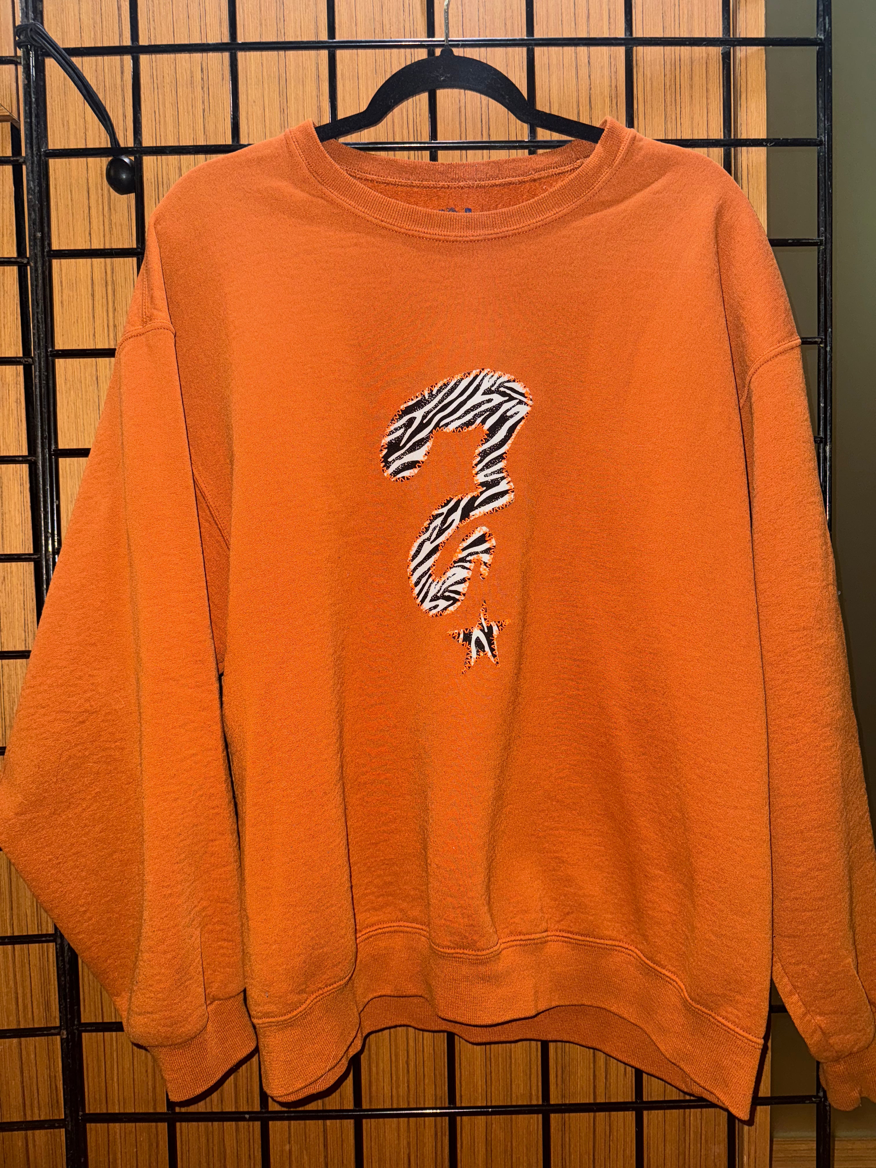 Orange Zebra Tip Crew Neck