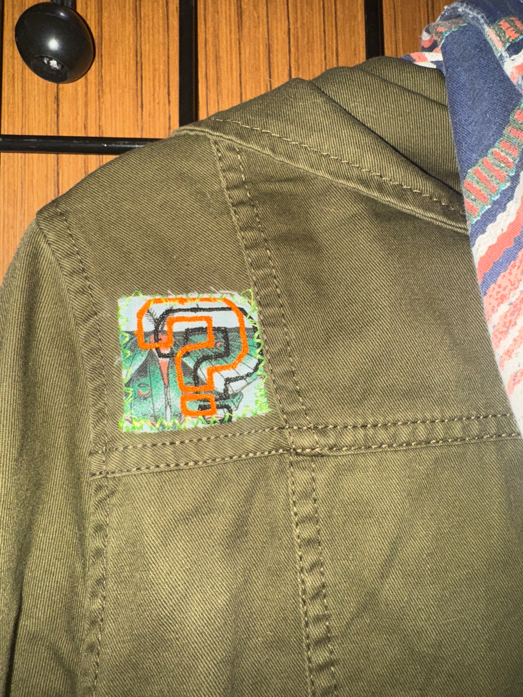 Army Green Hooded Patchwork Jacket