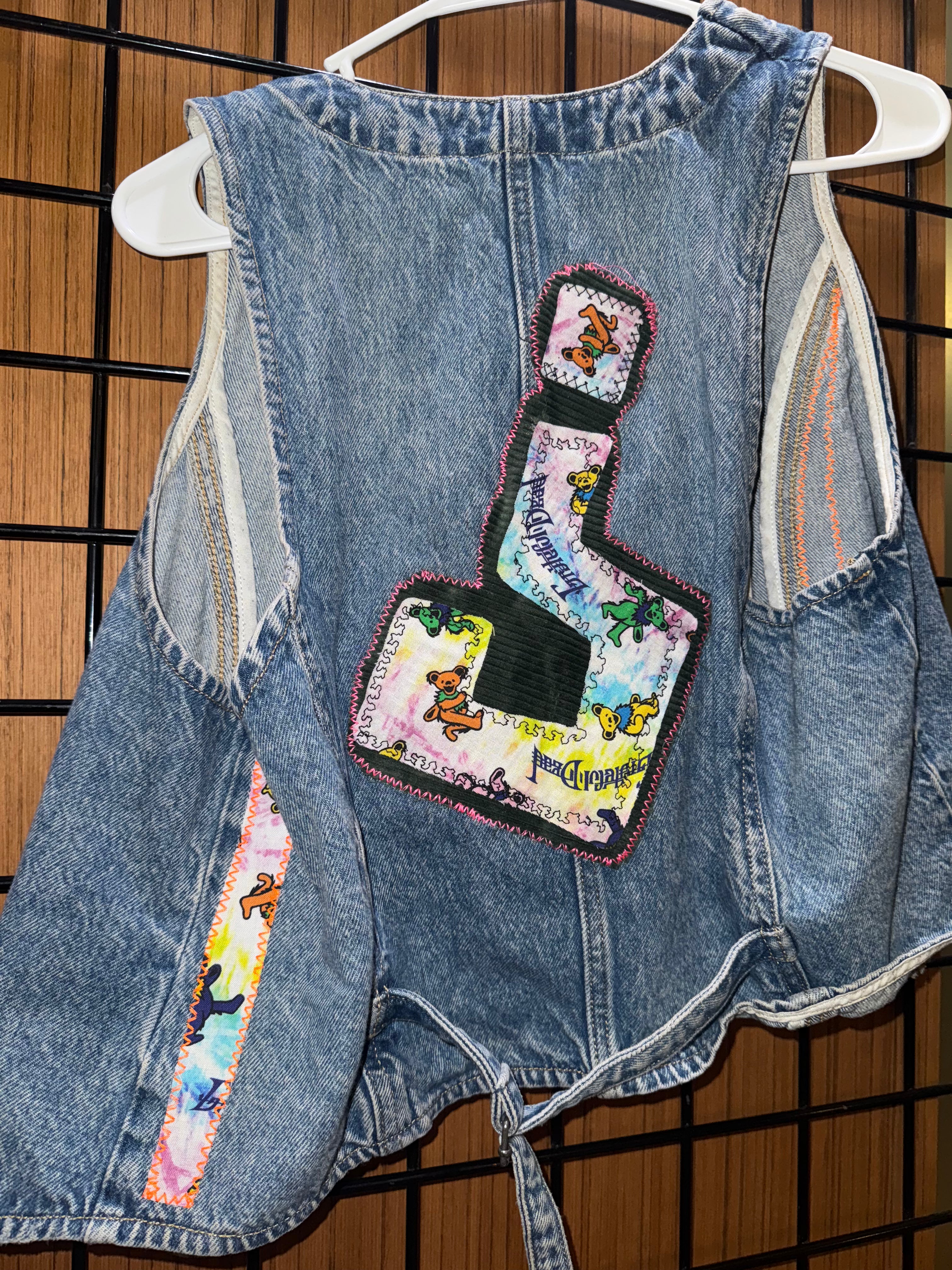 Denim Dancing Bear Tip Vest