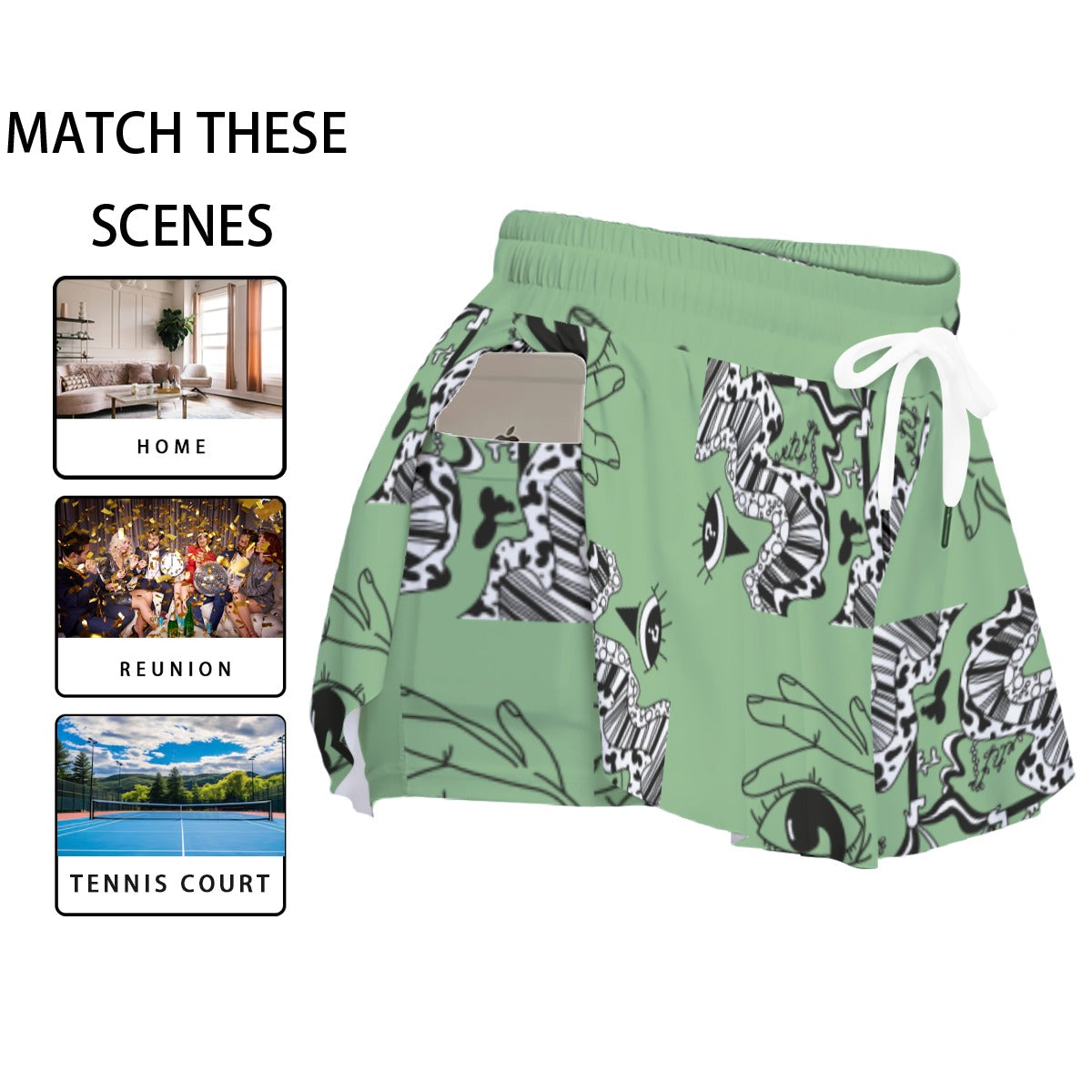 Tipped Sage Skort With Pocket